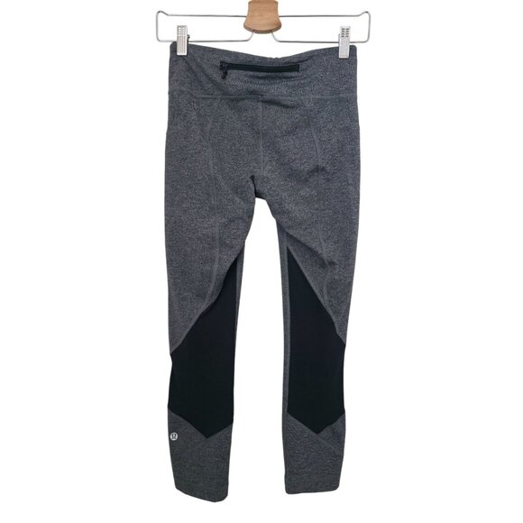 Lululemon Pace Rival Crop Ankle Heathered Black Leggings Women's Sz 4 - Picture 2 of 9